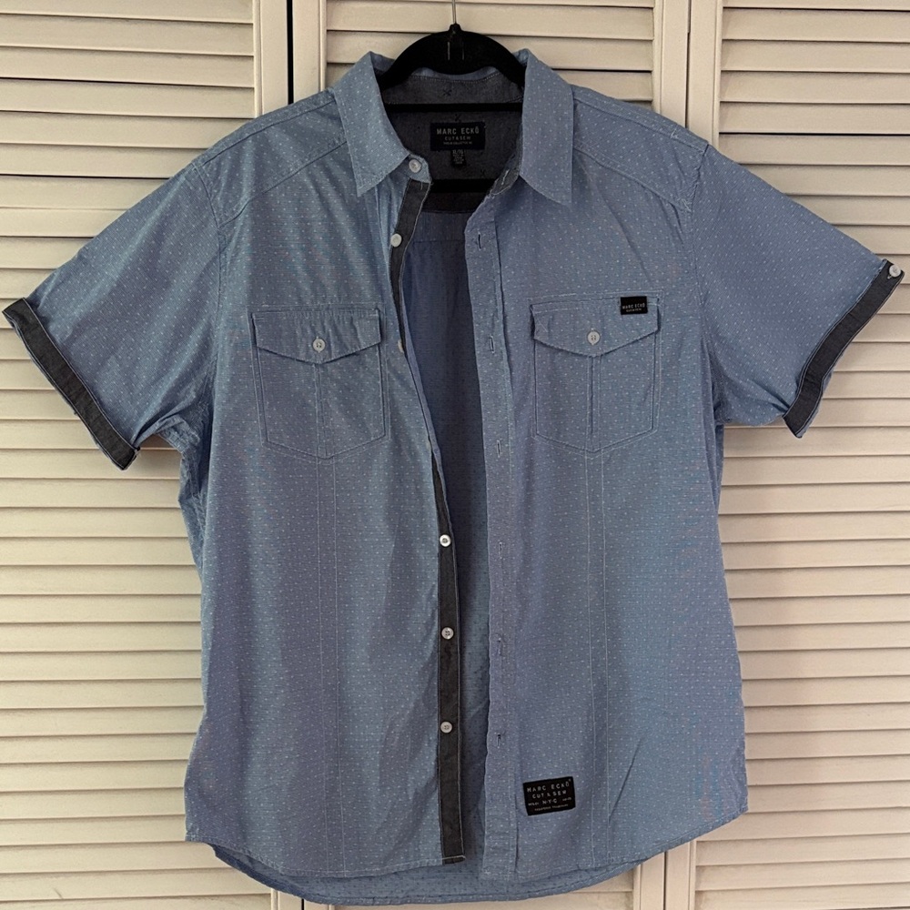Marc Ecko Men's Light Blue Casual Button Down Shirt